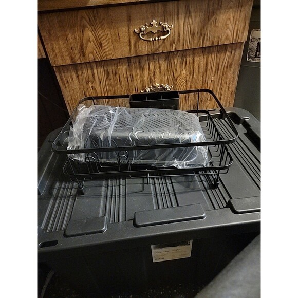 Stainless Steel Kitchen Dish Drying Rack w/ Utensil Holder & Drain Board Durable - Picture 1 of 5